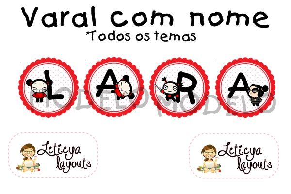 Varal com nome-tema Pucca