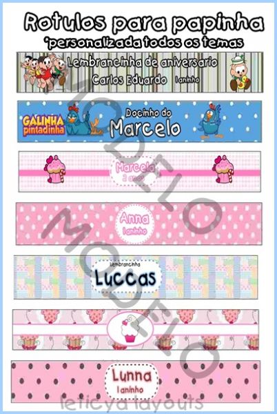 Rotulos para papinha de bebe personalizada